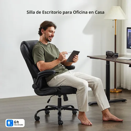 Vista 4 de amseatec Silla de oficina grande y alta, abatible, silla de escritorio