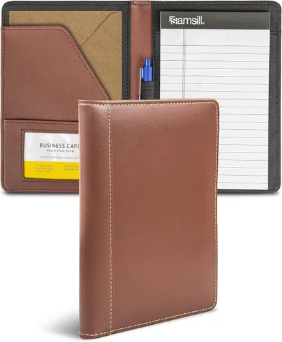 Vista 11 de Samsill (71730) Portafolios de cuero con costuras de contraste, tamaño pequeño, cuaderno para escribir de 5 x 8 pulgadas, negro, Negro