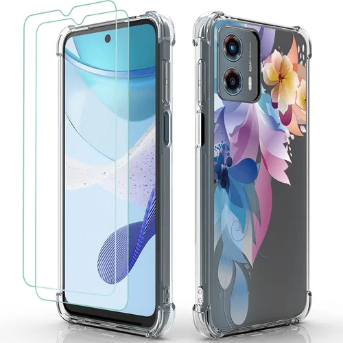 Vista 13 de Osophter Funda para Moto G 5G 2023, Motorola G 5G 2023 para mujeres y niñas, diseño floral con protector de pantalla, absorción de golpes, funda