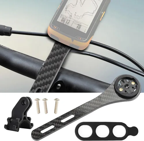 Vista 3 de Dilwe Soporte para computadora de bicicleta, Multifuncional de fibra de carbono Montaje de bicicleta Soporte de manillar integrado para y serie