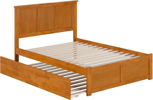 Vista 10 de AFI Madison Cama de Plataforma de Madera Maciza Matrimonial con Piecero y Cama Nido Matrimonial en Toffee Claro