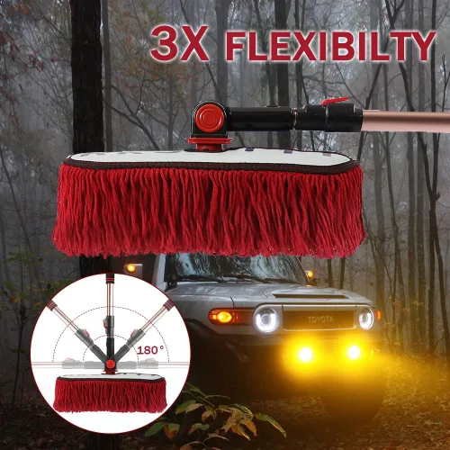 Vista 3 de Plumero para Auto Exterior Sin Rayones con Mango Extensible, Kit de Cepillo para Auto para Camión, SUV, RV y Motocicleta, Plumero para Limpieza, Sin