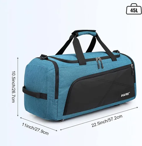 Vista 3 de G4Free Mochila de lona de 3 vías de 45L60L, bolsa de gimnasio con bolsillo húmedo y compartimento para zapatos, bolsa de lona para viajes