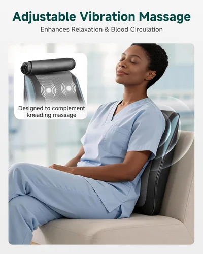 Vista 5 de Snailax Masajeador de espalda para dolor de espalda, tejido profundo, masajeador de espalda Shiatsu con calor, almohada de masaje de silla