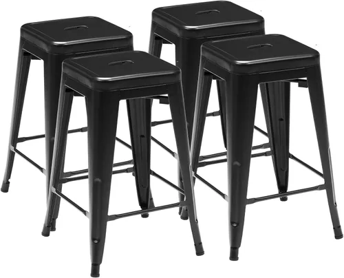 Vista 16 de DUMOS Juego de 4 taburetes de bar con altura de mostrador, isla de cocina Negro