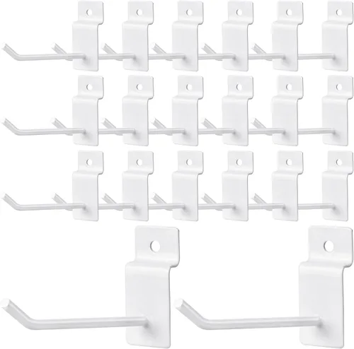 Vista 9 de 100 ganchos de pared de rejilla, ganchos resistentes de 4 pulgadas, ganchos para colgar en la pared de listones, accesorios de pared para garaje