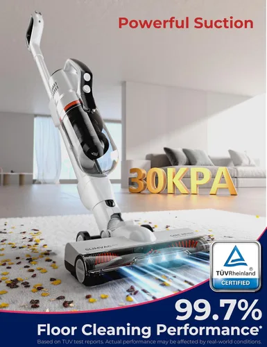 Vista 3 de Roomie Tec SlimVac Pro - Aspiradora inalámbrica para el hogar, batería de 2200 mAh, alta potencia de succión, ligera, desmontable de mano con filtro
