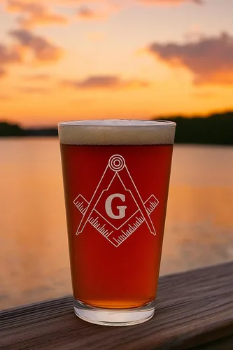 Vista 3 de Hat Shark Mason Masons - Símbolos de logotipo Masonic Live Better - Vasos de pinta grabados con láser para cerveza, jarra de 16 onzas