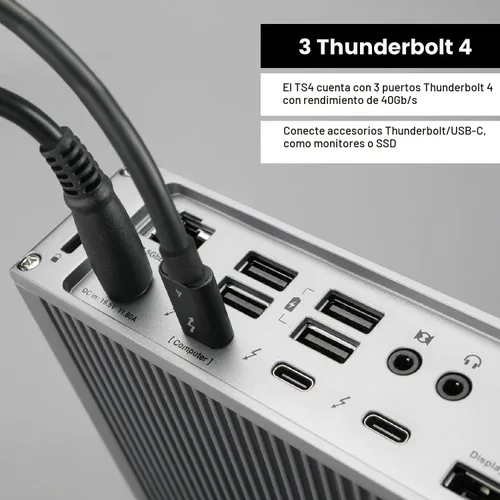 Vista 6 de CalDigit TS4 Thunderbolt 4 Dock - 18 puertos, carga de 98 W, Thunderbolt 4 de 40 Gb/s, USB-A/C, 2.5GbE, pantallas 8K/6K, compatible con Mac/PC/Chrome