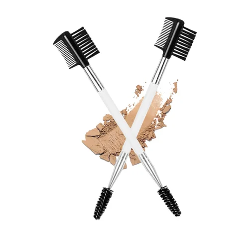 Vista 7 de Cepillo de pestañas de cejas 2PCS Peine de pestañas de cabeza 3 Cepillo de doble cabeza Cepillo de maquillaje Herramienta de aseo cosmético (negro)