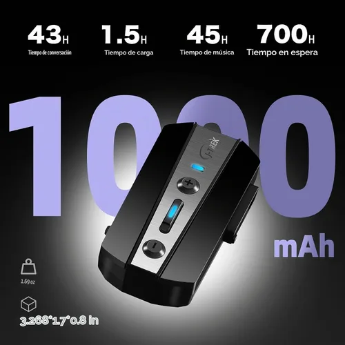 Vista 5 de JX01 - Auriculares Bluetooth para motocicleta con V5.4, 8 vías para casco de motocicleta con altavoces de 1.575 pulgadas, audio aptX, control