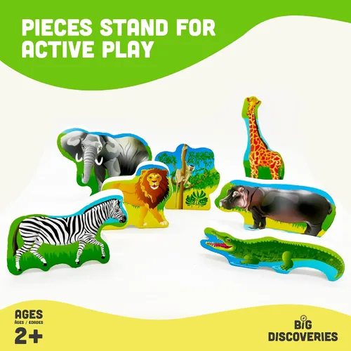 Vista 4 de Big Discoveries Rompecabezas de madera – Rompecabezas de madera de animales para niños pequeños de 2 años en adelante Rompecabezas de aprendizaje