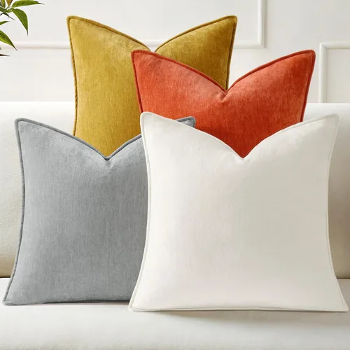 Vista 13 de decorUhome Juego de 4 fundas de almohada de verano de 18 x 18 pulgadas, fundas decorativas de felpilla neutra suave con diseño elegante para sala