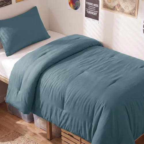 Vista 17 de CozyLux - Juego de edredón beige tamaño individual/individual XL, 2 piezas de juego de cama extra largo sólido transpirable acolchado, juego de cama