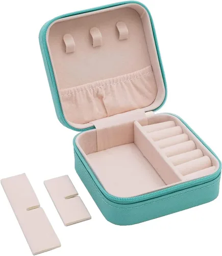Vista 5 de Leatrice Joyero de viaje de mariposa para niñas, pintura de diamantes, mini estuche de viaje para joyería, estuche organizador de viaje y soporte