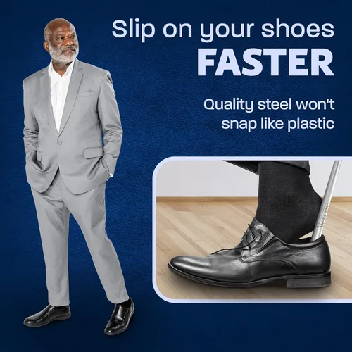 Vista 3 de Velette Metal Shoe Horn - Shoe Horns for Seniors, Men, Women and Kids - Shoehorn Helper for Boots and Shoes