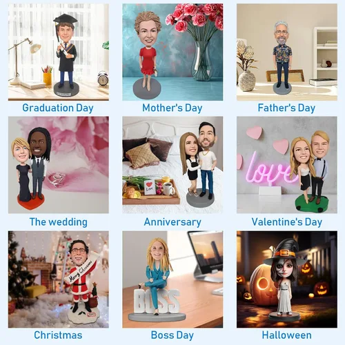 Vista 5 de Bobblehead personalizada - Figura personalizada para hombres, escultura personalizada hecha a mano de la foto, regalo único para marido, papá