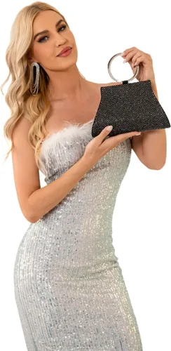 Vista 6 de Bolso de mano de cristal para novia y dama de honor, elegante bolso de noche para mujer
