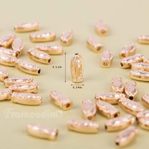 Vista 2 de Framendino, Paquete de 60 cuentas de Virgen María, Nuestra Señora de Guadalupe, abalorios espaciadores sueltos para hacer joyas