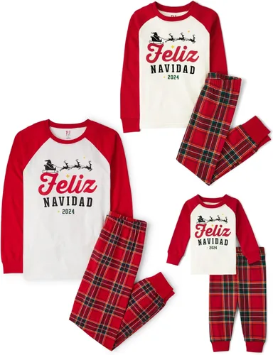 Vista 24 de The Children's Place Pijama de Navidad unisex para bebé, algodón