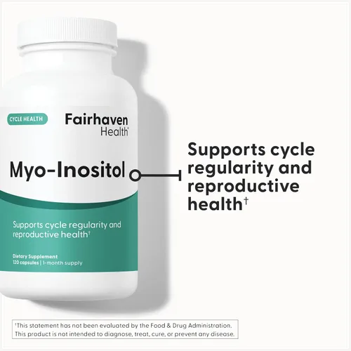 Vista 2 de Fairhaven Health Suplemento de mio-inositol para mujeres y hombres Vitamina B8 2000 mg Cápsulas veganas de inositol en polvo Sin gluten