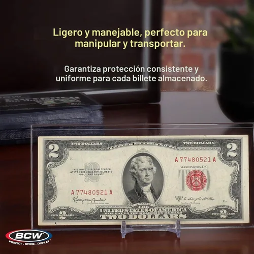 Vista 5 de BCW - Soportes semirrígidos para billetes regulares, PVC transparente, 50