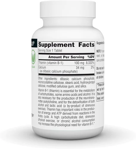 Vista 3 de Source Naturals Vitamina B-1 Tiamina 100 mg Apoya la Producción de Energía - 250 Tabletas