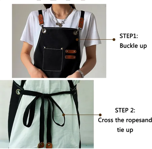 Vista 5 de Delantales para mujeres y hombres con bolsillos, 2 piezas, impermeable, para estilista, lino, barbacoa, herramienta de lona para adultos, delantal