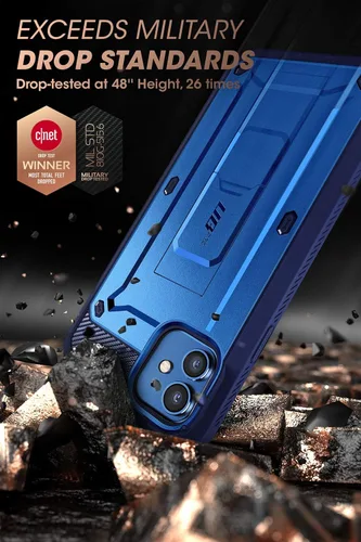 Vista 3 de SUPCASE Funda para iPhone 12/iPhone 12 Pro con protector de pantalla (Unicorn Beetle Pro), [soporte integrado y clip para cinturón] Funda protectora