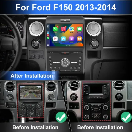 Vista 2 de Radio de coche de 10.1 pulgadas para Ford F150 2013 2014, Android 13 estéreo con CarPlay inalámbrico y Android Auto, DSP, BT, WiFi, SWC, MirrorLink
