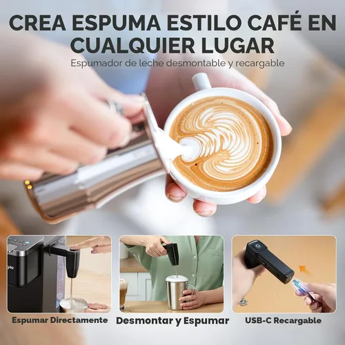 Vista 5 de Tastyle Single Serve Coffee Maker with Built-in Detachable Milk Frother Negro