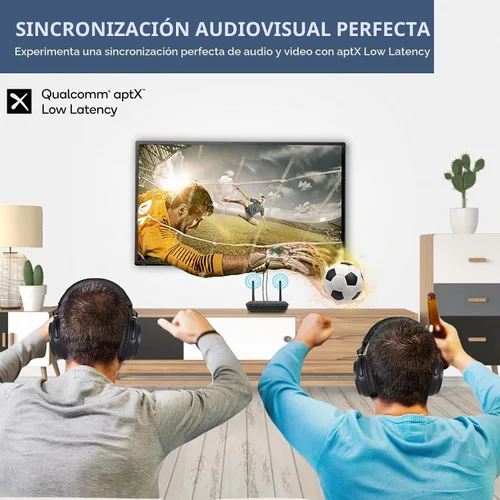 Vista 3 de SIMOLIO Receptor transmisor Bluetooth para TV, adaptador de baja latencia