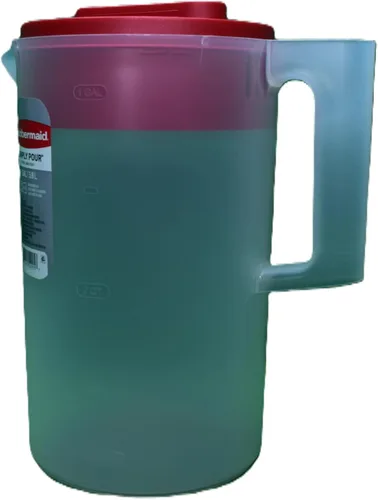 Vista 4 de Rubbermaid Jarra clásica de 1 galón con base transparente, tapa roja