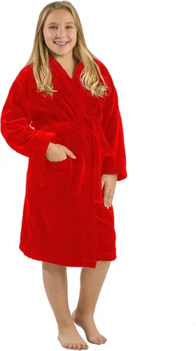 Vista 3 de Bata de baño de felpa, batas de algodón con capucha para niños grandes, niñas y adolescentes