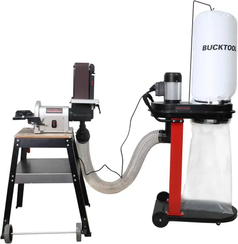 Vista 5 de BUCKTOOL Colector de polvo de arranque automático de 1.2 HP 750CFM con 3 bolsas de recolección de polvo, capacidad de bolsa de 5.4 cúbicos y 5