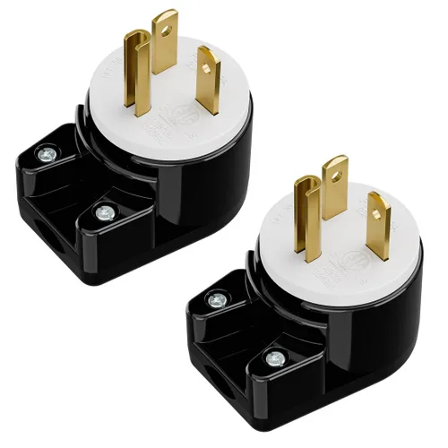 Vista 11 de Enchufe de CA macho de 3 clavijas de EE. UU., ángulo recto, ETL Nema 5-20P, 3 polos rewirable, 20A 125V USA 3Pin Conector de CA, enchufe giratorio