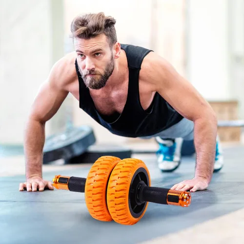 Vista 6 de Rueda de rodillo abdominal, rueda de ejercicio de entrenamiento de fuerza de 6 pulgadas para hombres, mujeres y principiantes, equipo de fitness