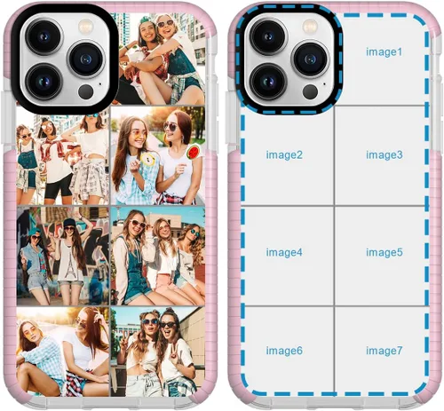 Vista 13 de Funda personalizada para iPhone 15 Pro Max personalizada con collage de múltiples imágenes, resistente a los impactos, funda protectora de TPU