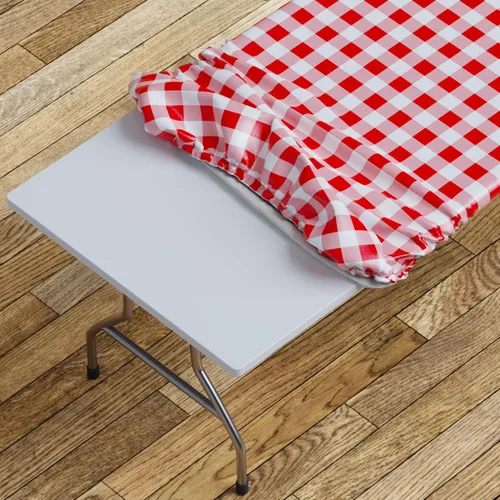 Vista 34 de Sorfey Mantel ajustado con elástico, vinilo con parte trasera de franela, se adapta a mesa de 24 x 48 pulgadas, rectangular, a prueba de agua, fácil