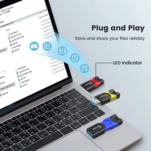 Vista 3 de Unidad flash USB 3.0 KOOTION 10 Pack 16GB 16G Unidad flash USB 3.0 retráctil con indicador LED de alta velocidad para almacenamiento y transferencia