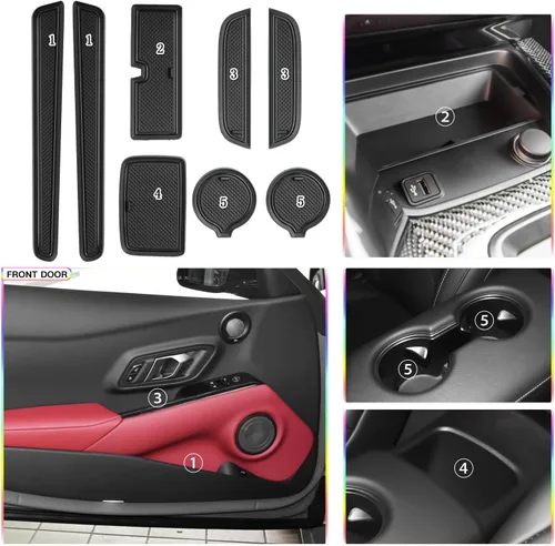 Vista 2 de SKTU Tapete de ranura para puerta de coche para Toyota Supra 2020-2026, antideslizante para ranuras de puerta, juego de 8 piezas, compatible