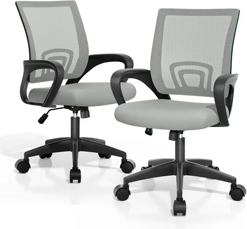 Vista 16 de Magshion Silla ergonómica de escritorio de oficina, silla de computadora de malla con respaldo medio, silla giratoria con respaldo transpirable
