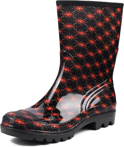 Vista 51 de DKSUKO Waterproof Womens Rain Boots insulated,Lightweight Rubber fashion Boots in Gardening,Warm and Comfortable Wide Calf Rain Boots with Glossy in
