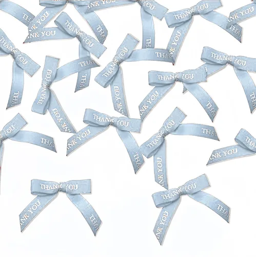 Vista 3 de Meseey 30 lazos de cinta impresos en oro de 2.5 pulgadas, lazos pequeños para envolver regalos, baby shower, boda, recuerdos de fiesta, paletas
