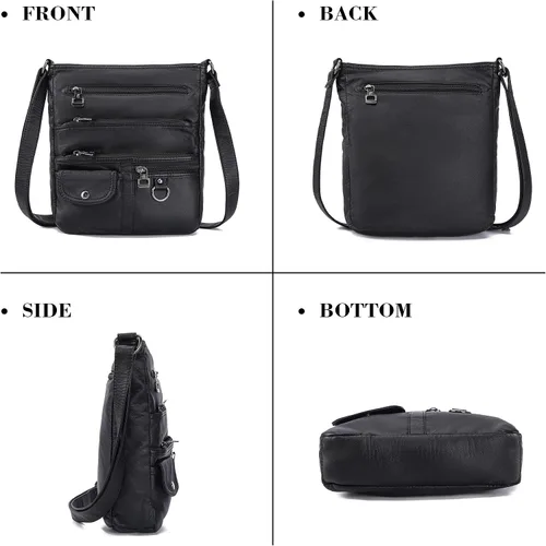 Vista 7 de MINICAT Bolsos cruzados para mujer, bolso cruzado con múltiples bolsillos, de cuero suave, bolso cruzado para mujer, bolsos de hombro pequeños