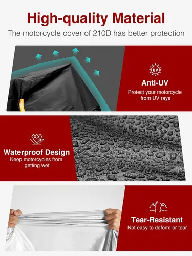 Vista 4 de Puroma Funda para Motocicleta de Servicio Pesado, Funda para Scooter Impermeable para Exteriores, Protección Universal de Calidad para Todas