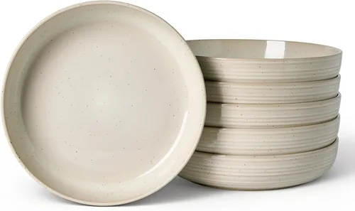 Vista 13 de famiware Milkyway - Juego de 4 cuencos para pasta, 33 onzas, hilo beige