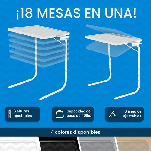 Vista 3 de Table-Mate Bandeja/mesa de TV Escritorio portátil plegable para cenar, bandejas de mesa de sofá para comer bocadillos, escritorio portátil