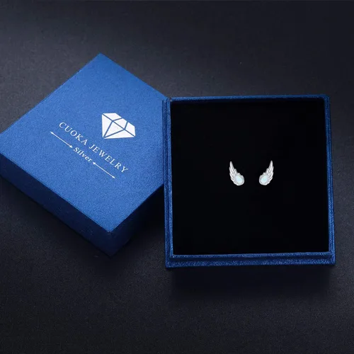 Vista 6 de Angel Jewelry - Aretes de plata de ley con ópalo y piedra lunar