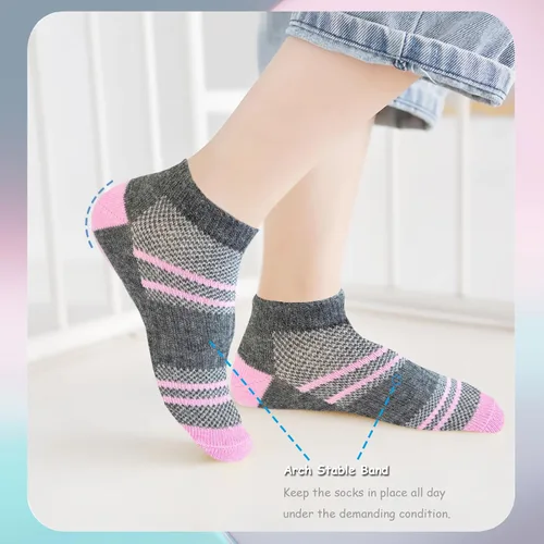 Vista 4 de Bemeol 12 pares de calcetines para niñas, calcetines deportivos de algodón de corte bajo
